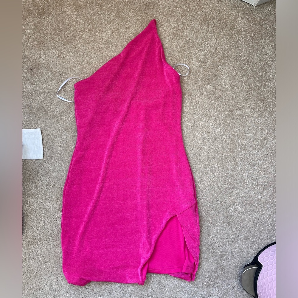 Pink one shoulder mini dress size small